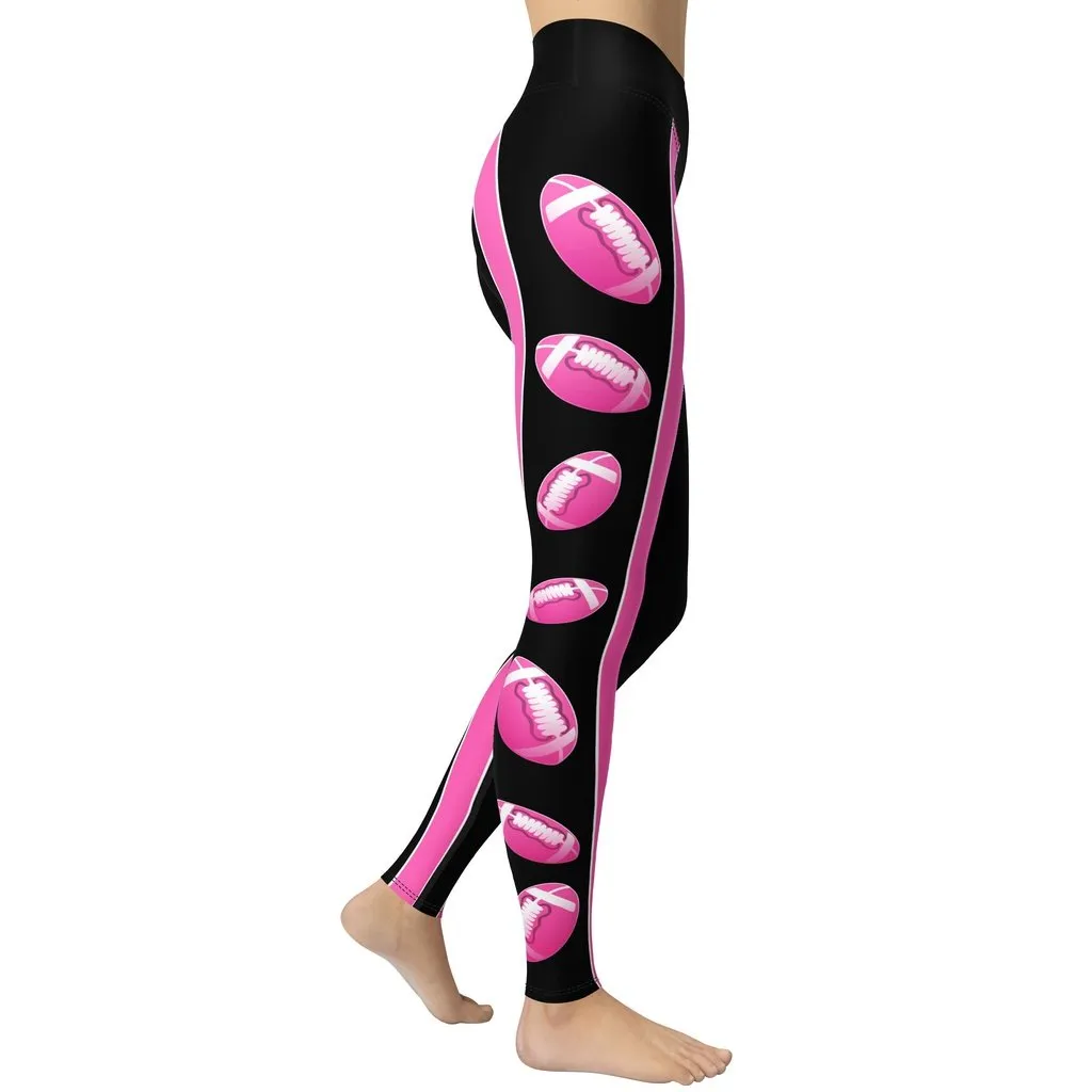 Pink Football Yoga Leggings