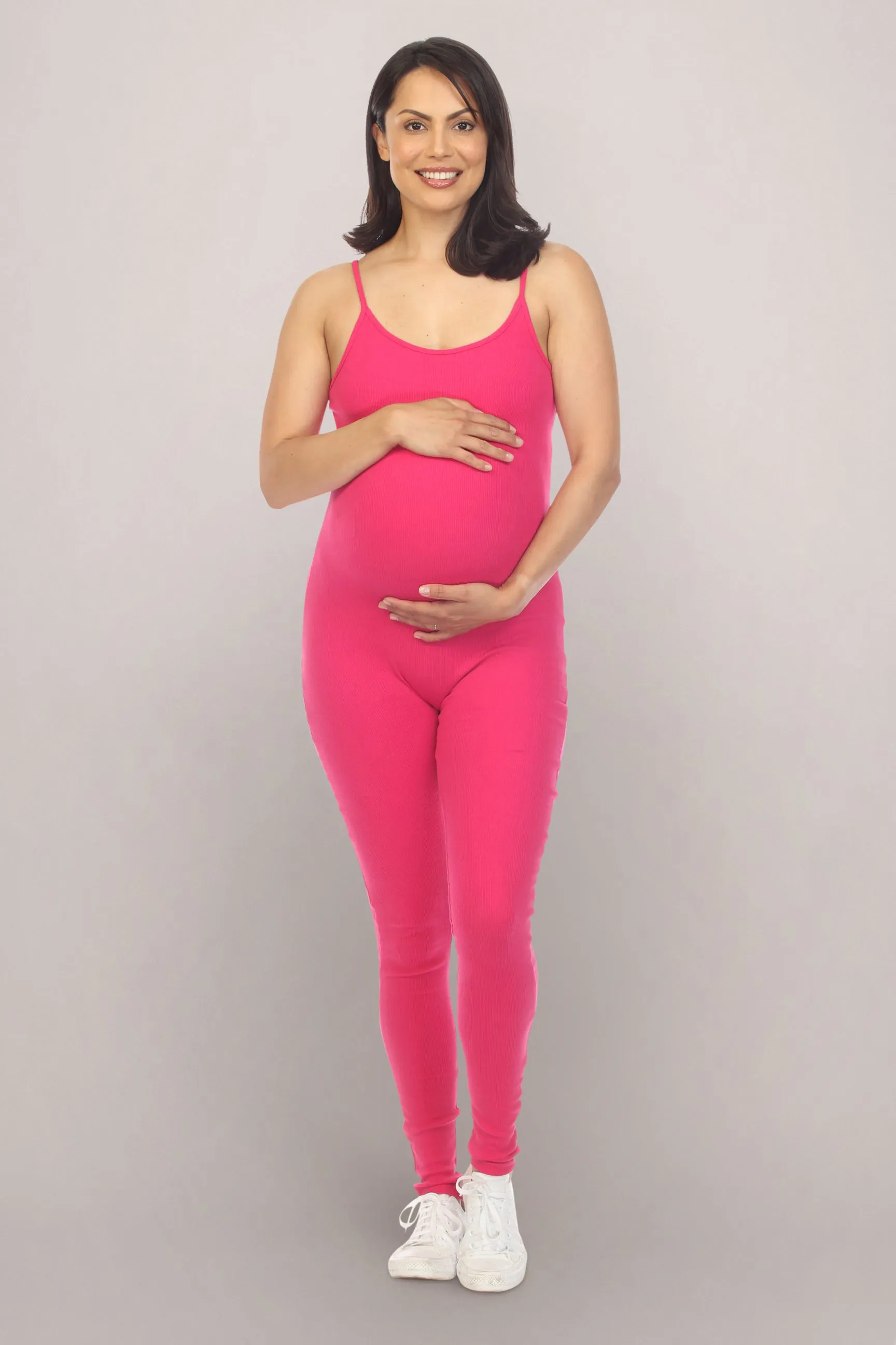 Pink Fuchsia One Piece Maternity Jumpsuit