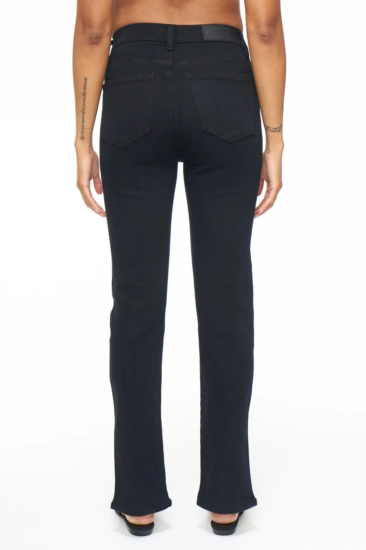 Pistola Teagan High Rise Vented Straight Jeans- Black Vinyl