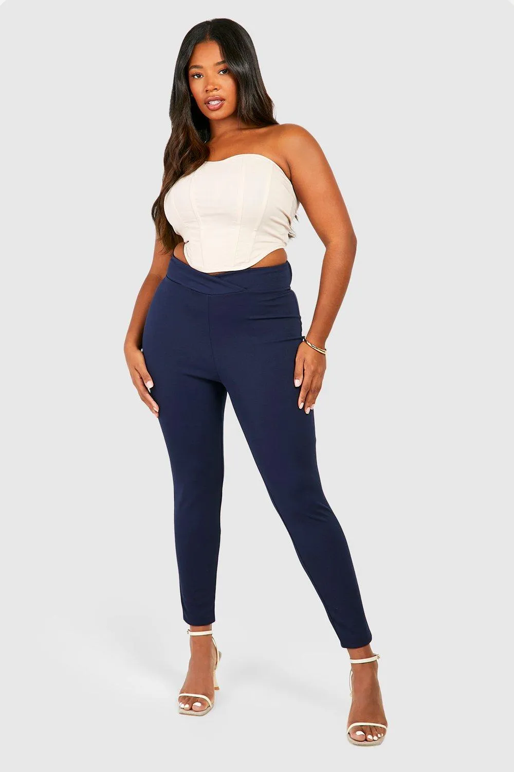 Plus Crepe V Waistband Leggings