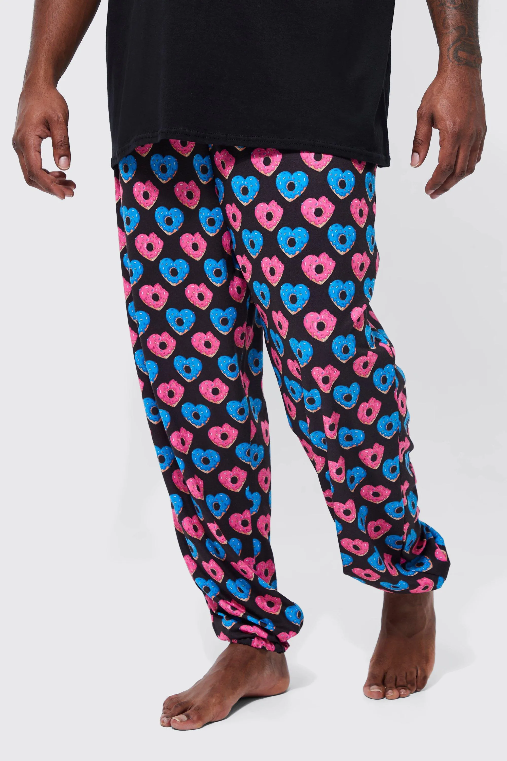 Plus Heart Donut Print Lounge Joggers