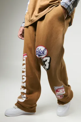 Plus Oversized Varsity Applique Wide Leg Joggers