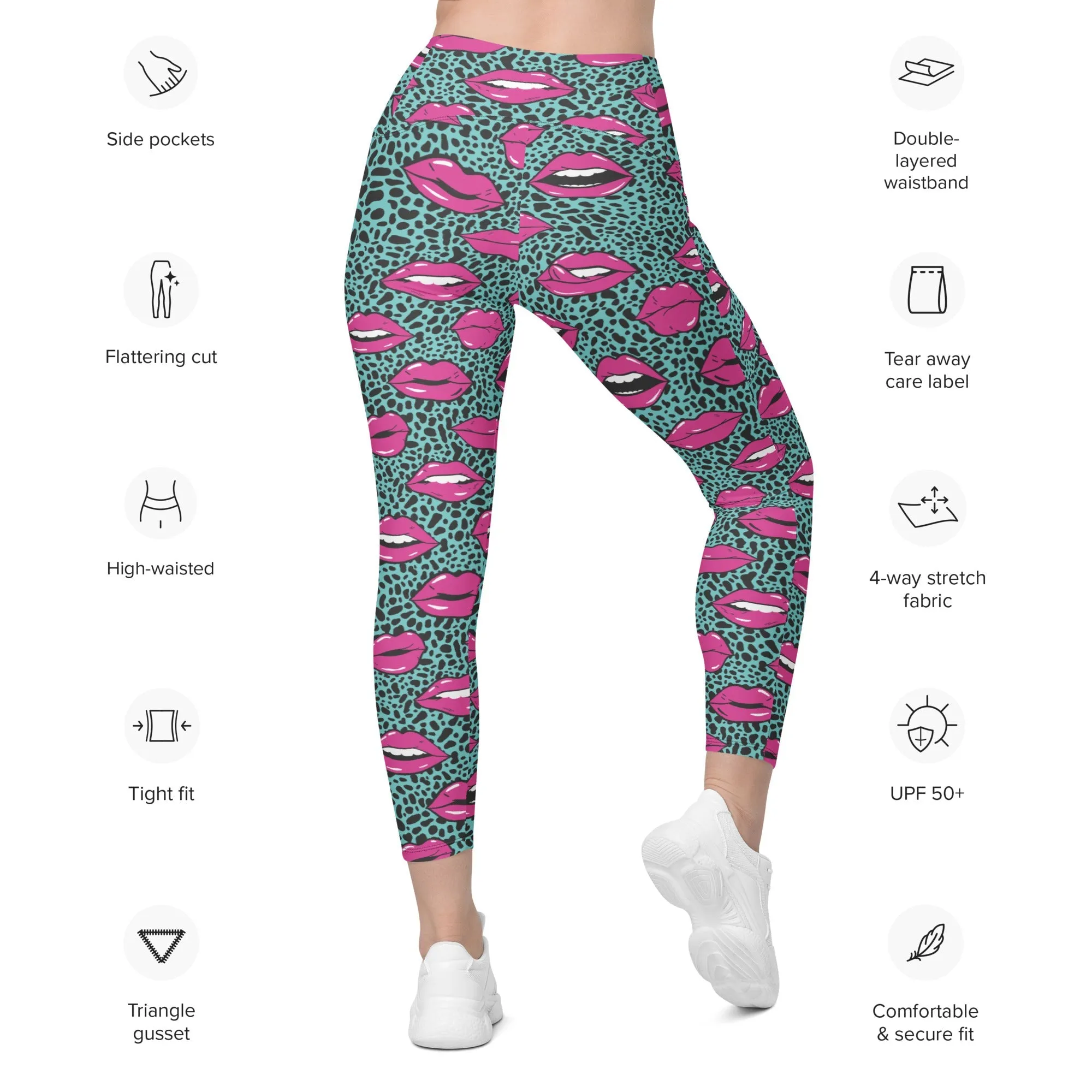 Pop Art Lips Leggings With Pockets