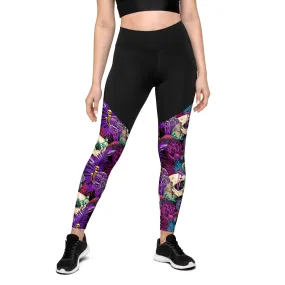 Psychedelic Skulls Compression Leggings