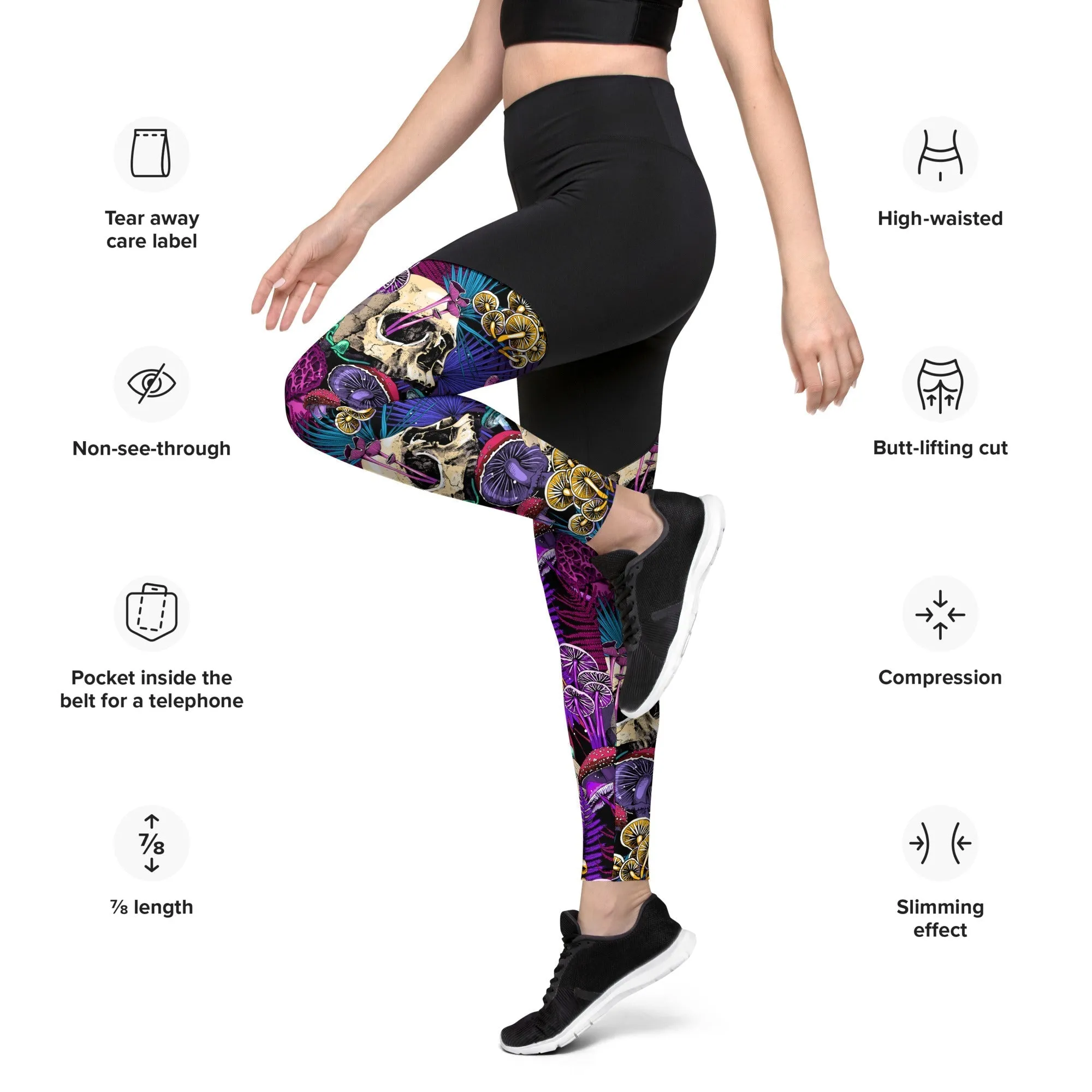 Psychedelic Skulls Compression Leggings