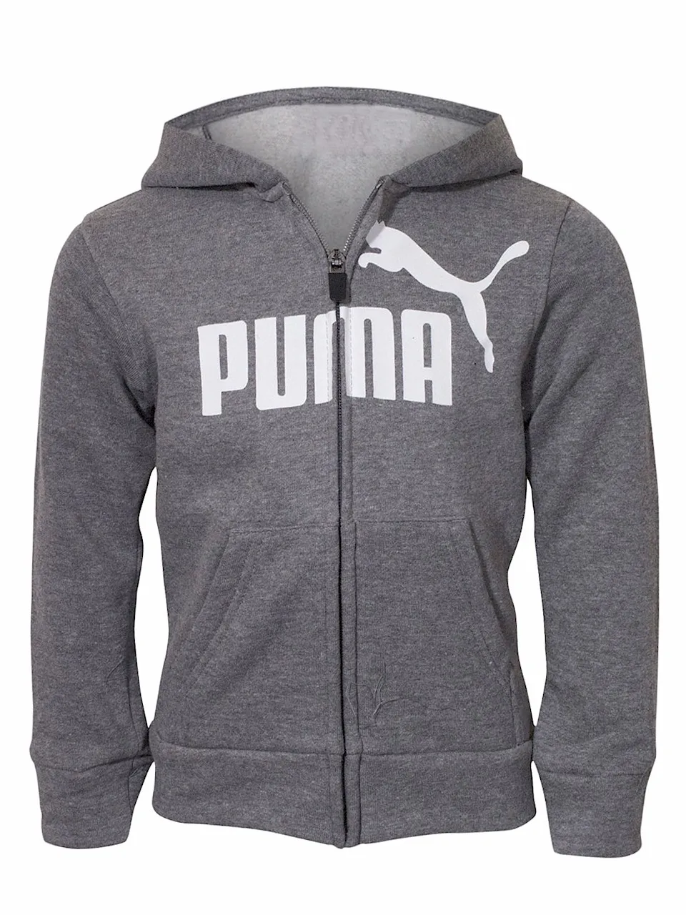 Puma Little Boy's Performance Zip Up Hoodie Sweatshirt Charcoal Heather Sz: 6