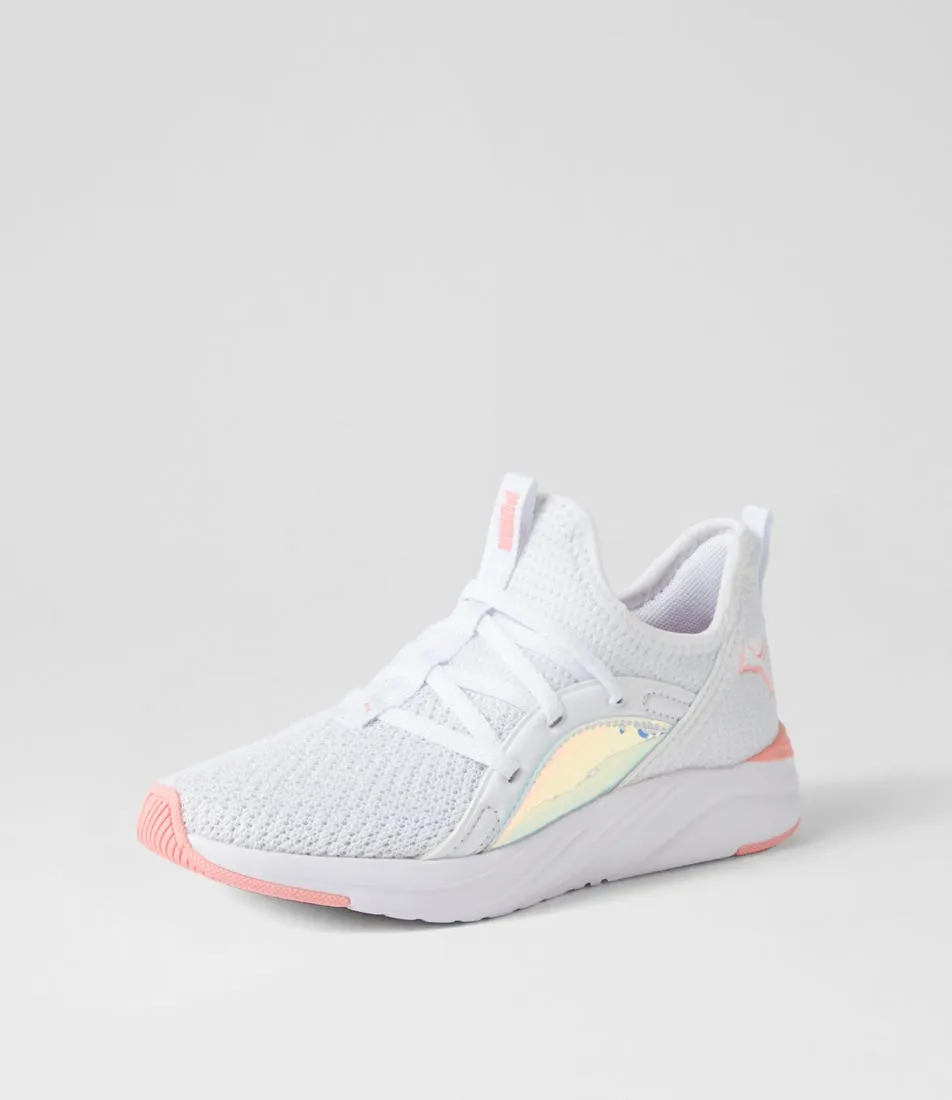 PUMA Softride 2 Jnr White Peach Smoothie Black Mesh Sneakers