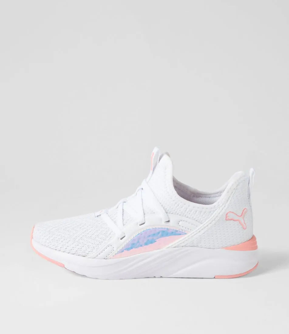 PUMA Softride 2 Jnr White Peach Smoothie Black Mesh Sneakers