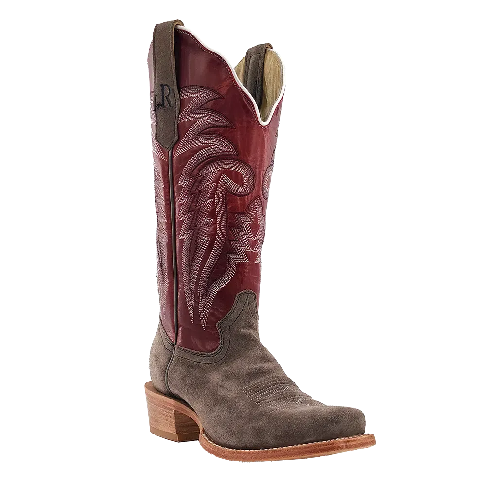 R. Watson Women’s Charcoal Rough Out Dark Cherry Sinatra Cowhide Boot