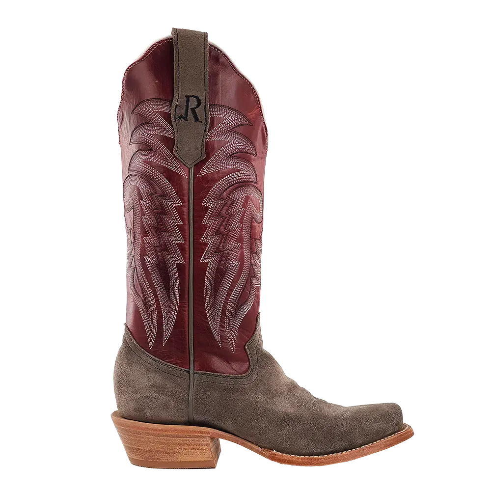 R. Watson Women’s Charcoal Rough Out Dark Cherry Sinatra Cowhide Boot