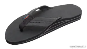 Rainbow Sandals Men's Double Layer Leather- 1 Strap - Black