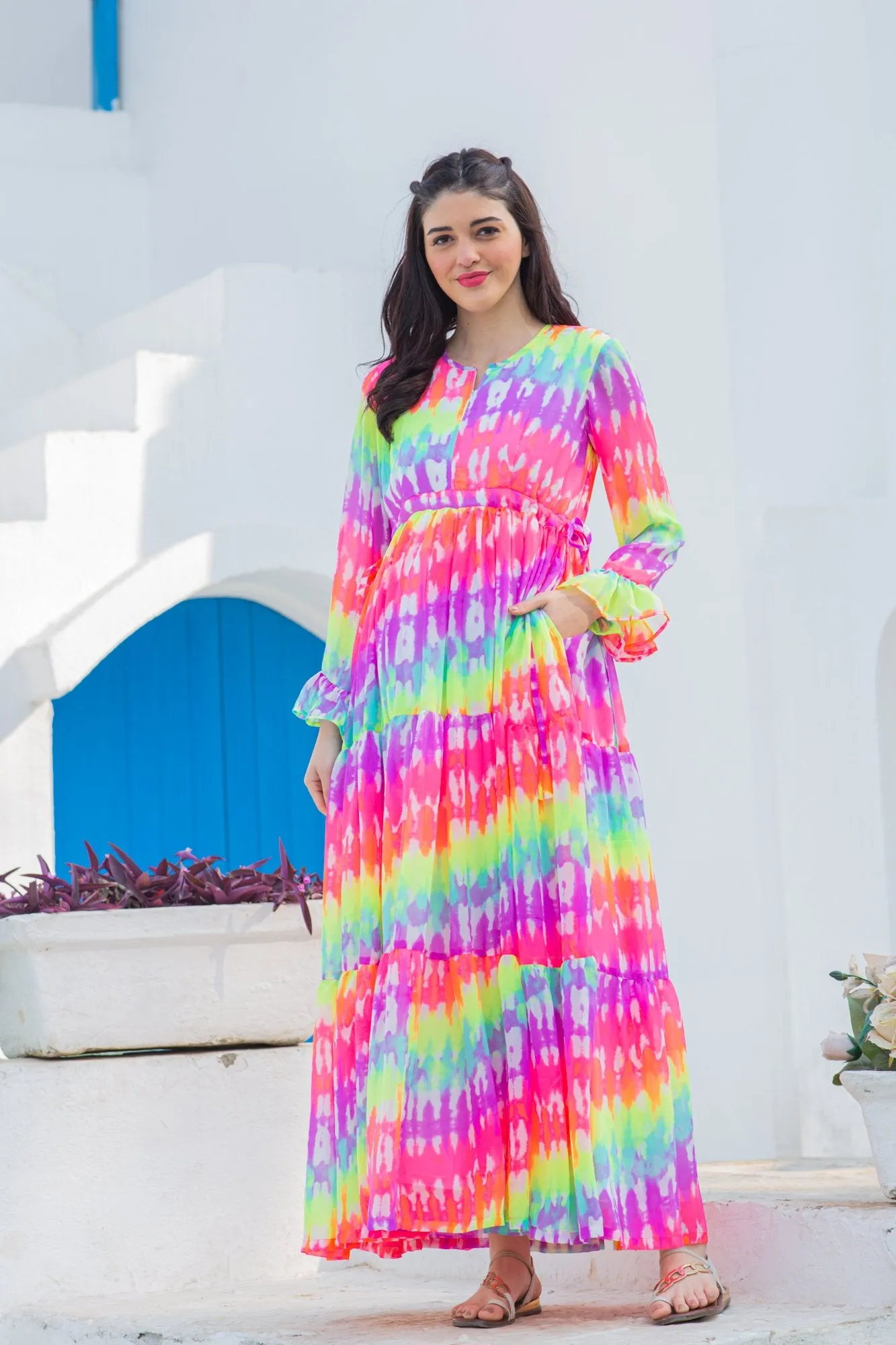 Rainbow Splash Maternity & Nursing Layer Dress