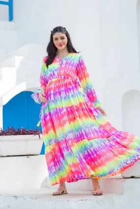 Rainbow Splash Maternity & Nursing Layer Dress