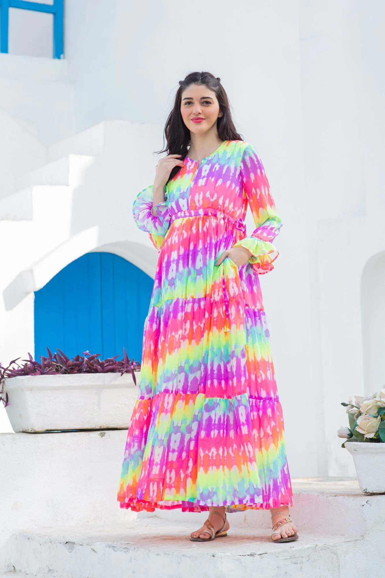 Rainbow Splash Maternity & Nursing Layer Dress