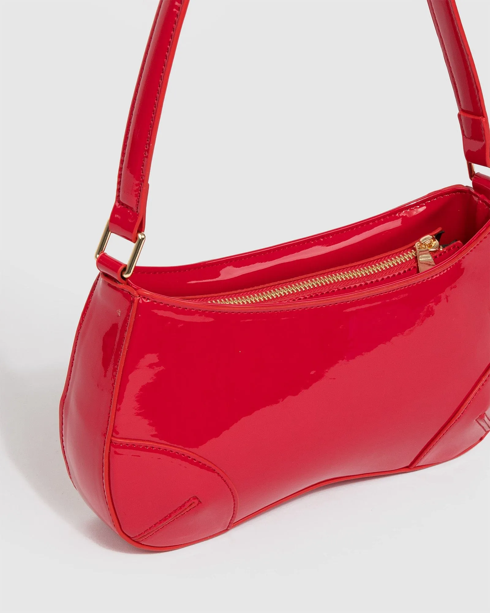 Red Calliope Curved Shoulder Bag