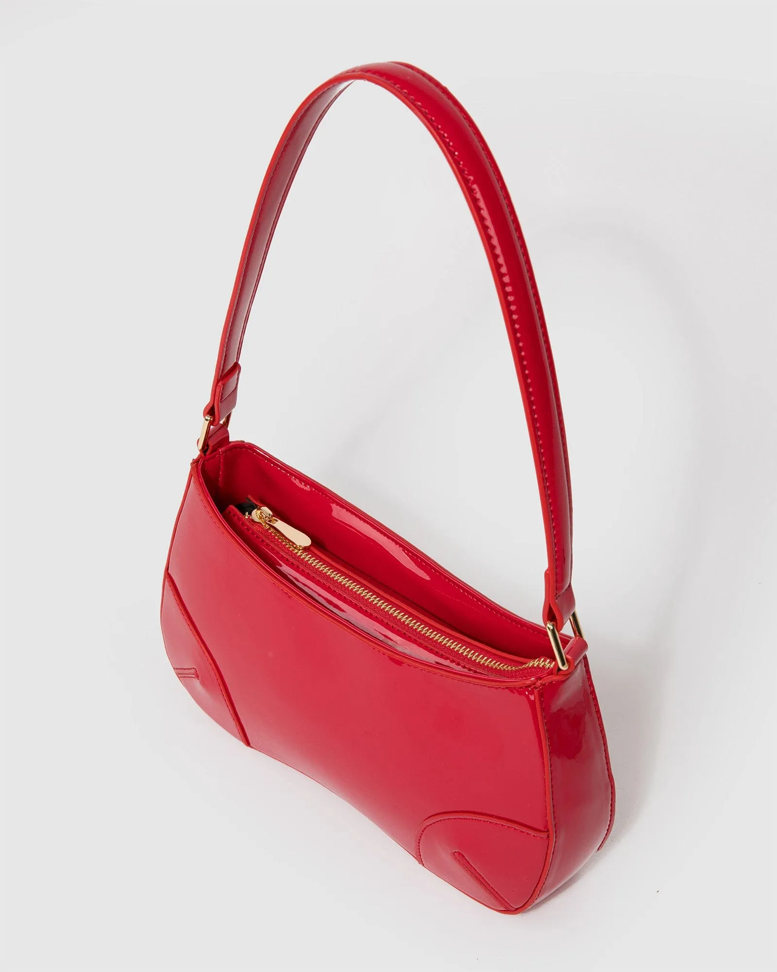 Red Calliope Curved Shoulder Bag