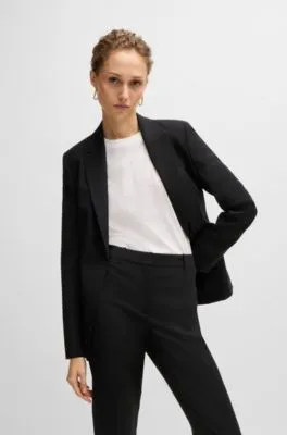 Regular-fit jacket in virgin wool with slit cuffs