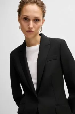 Regular-fit jacket in virgin wool with slit cuffs