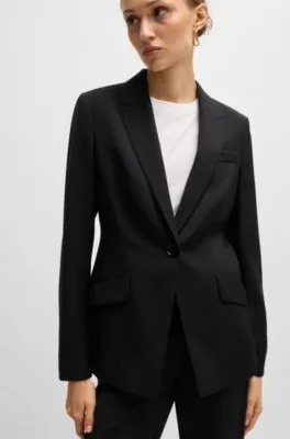 Regular-fit jacket in virgin wool with slit cuffs