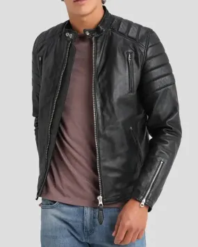 Rene Black Quilted Lambskin Leather Jacket