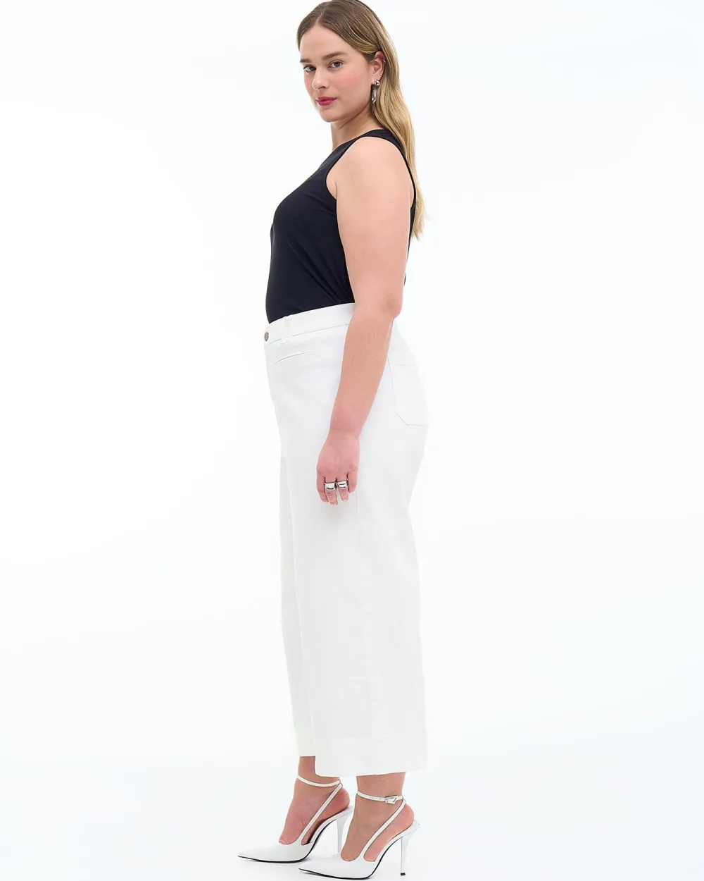 Responsible, Curvy-Fit Wide-Leg Cropped White Jeans - Addition Elle