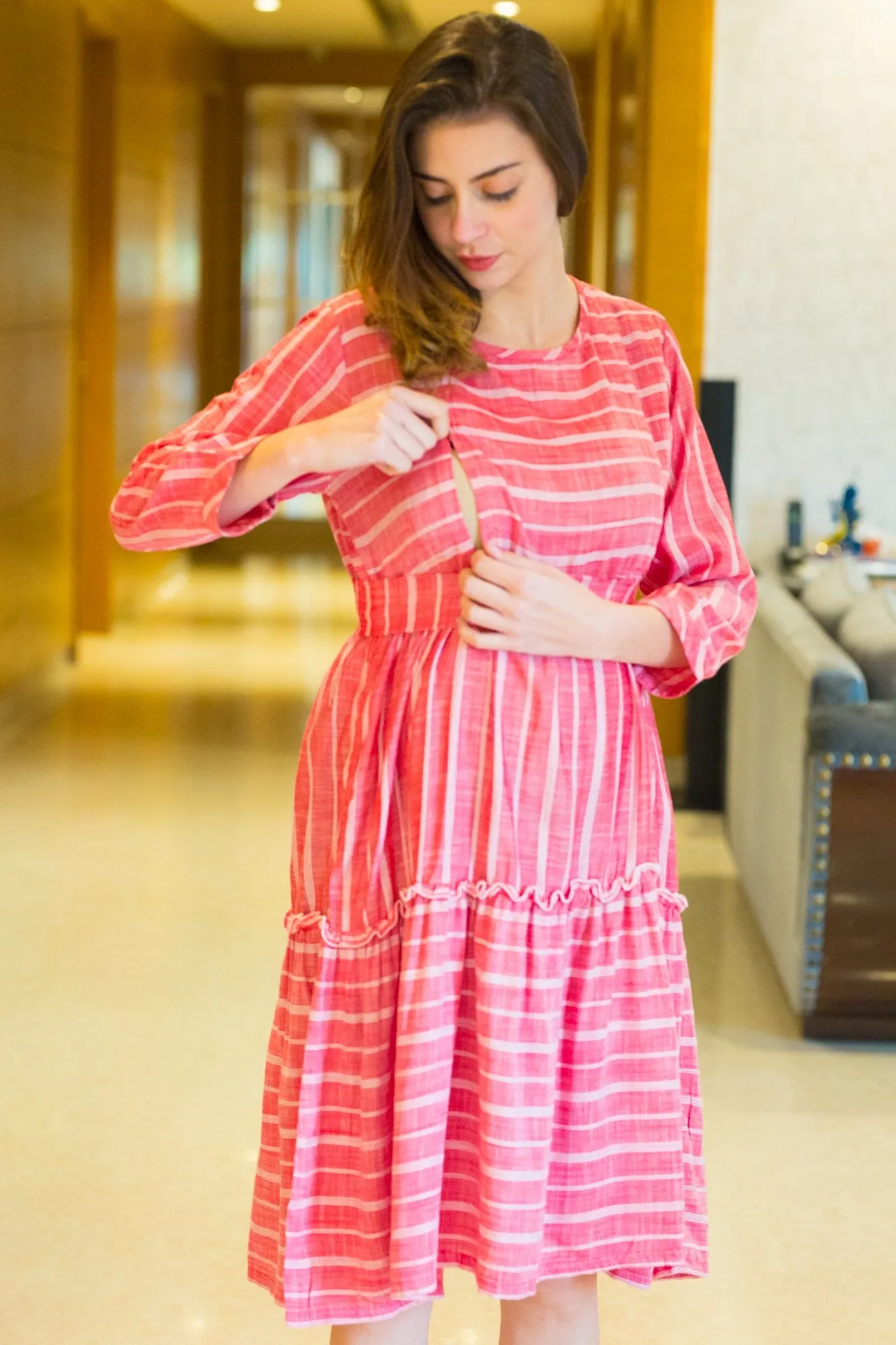 Rouge Striped Maternity & Nursing Dress