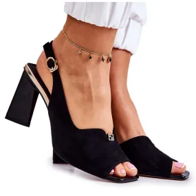 S. BARSKI Suede Black Fiorine Sandals On A Bar