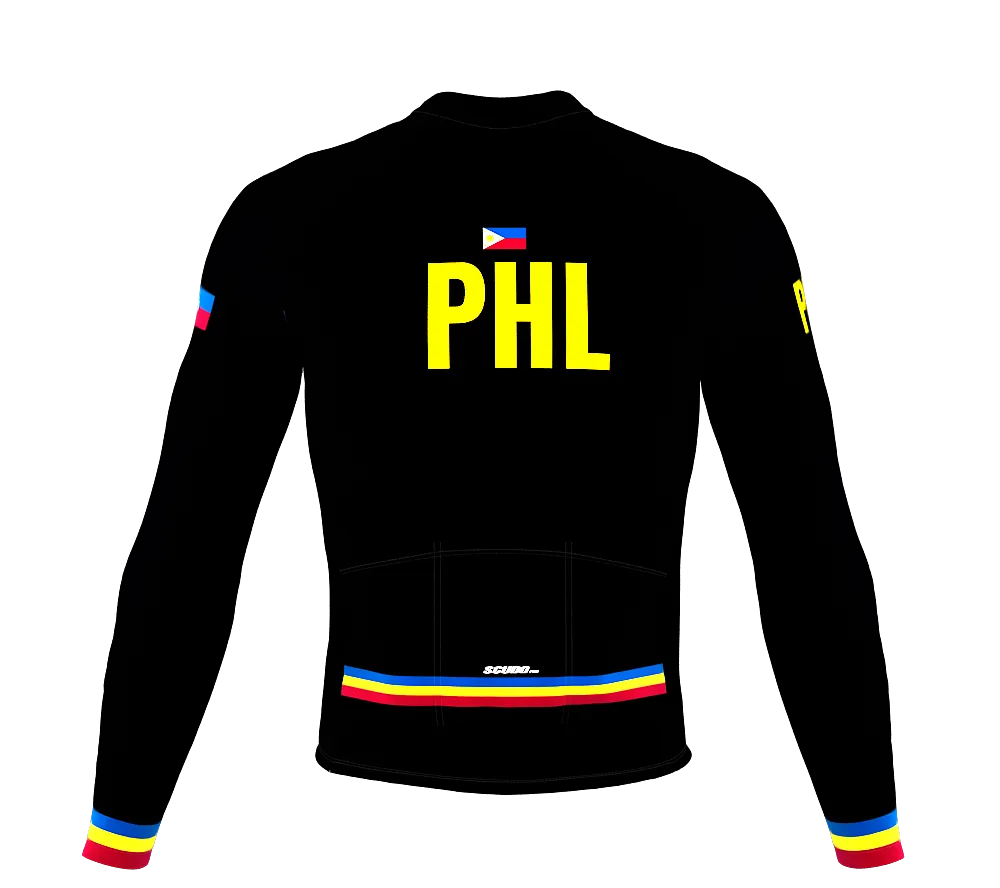 ScudoPro Pro Thermal Long Sleeve Cycling Jersey Country CODE Philippines Black | Men and Women