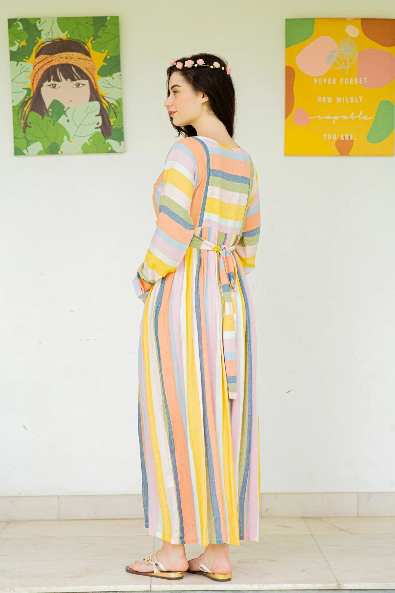 Serene Striped Maternity & Nursing Maxi