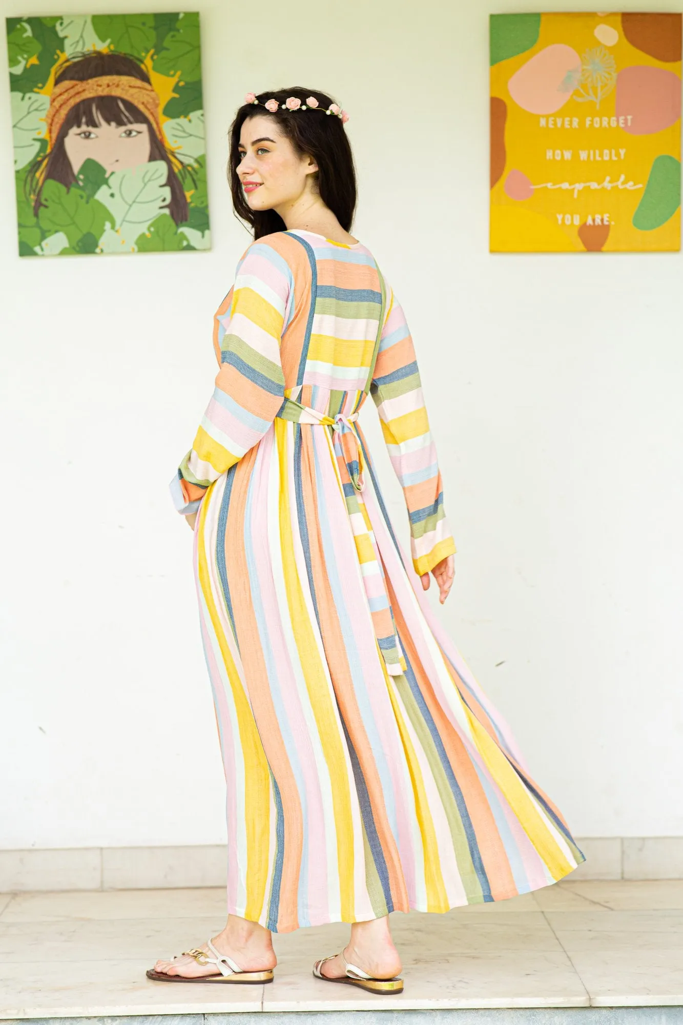 Serene Striped Maternity & Nursing Maxi