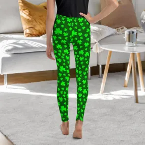 Shamrock Print Youth Leggings