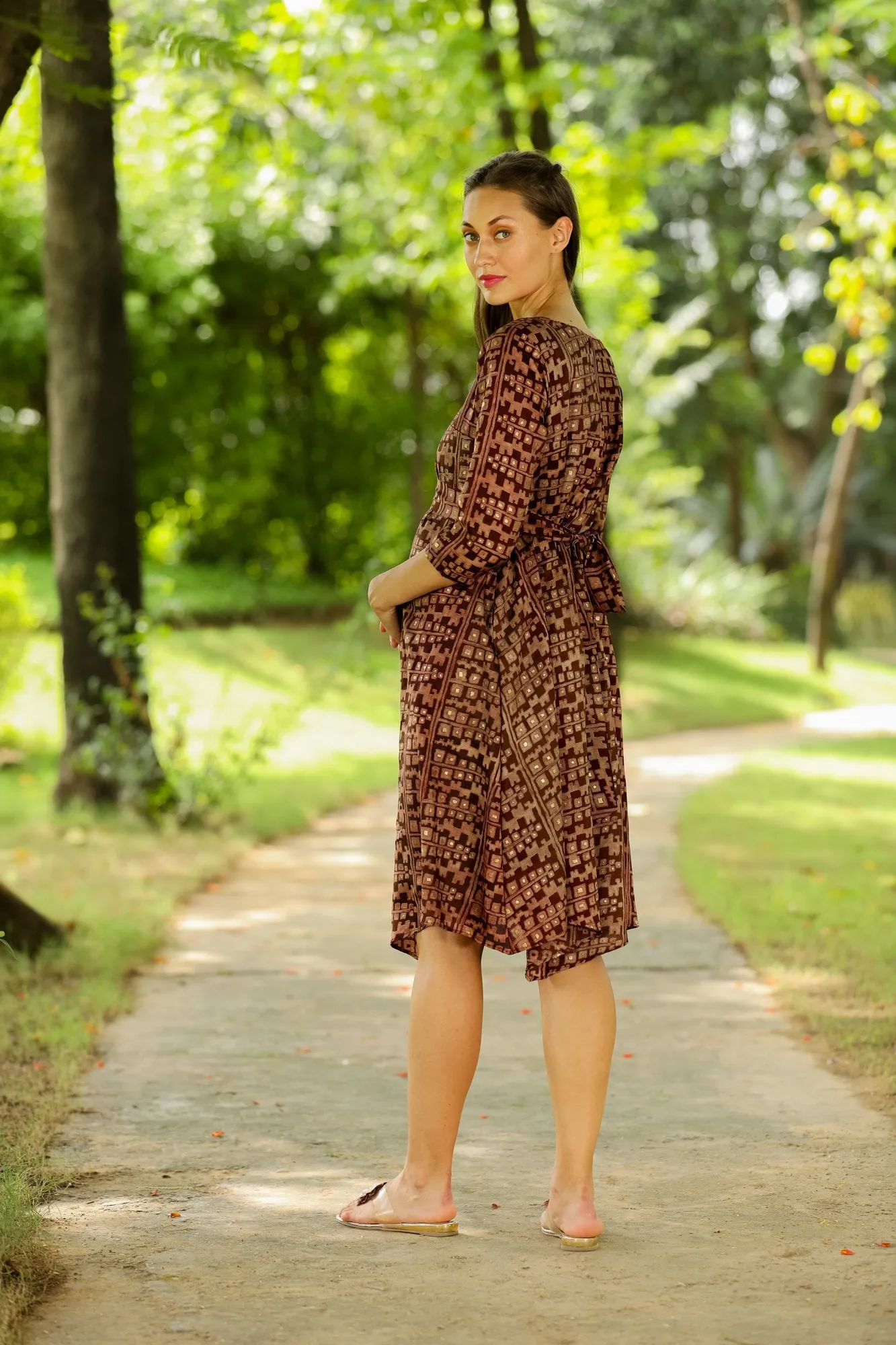 Silk Sheen Maternity & Nursing Horizontal Zip Dress