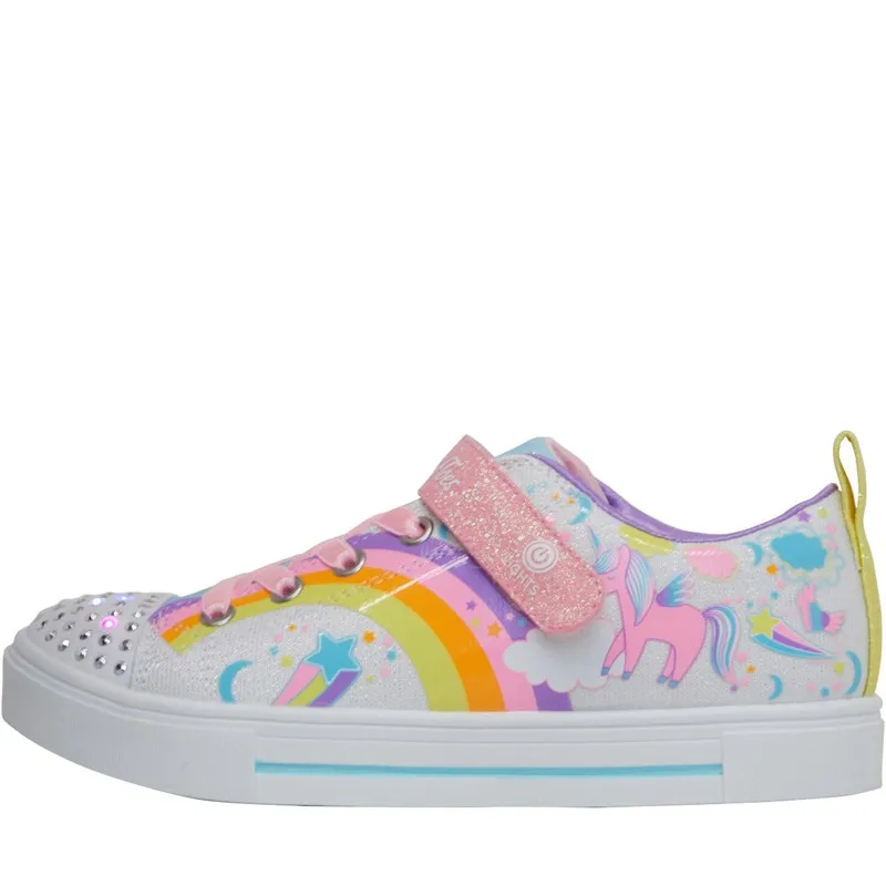 SKECHERS Girls Twinkle Sparks Unicorn Trainers White/Multi