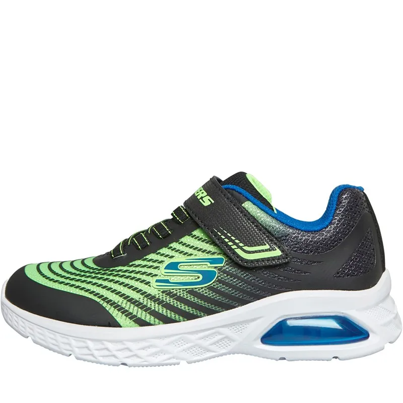 SKECHERS Junior Boys Microspec Max II Trainers Black/Blue/Lime