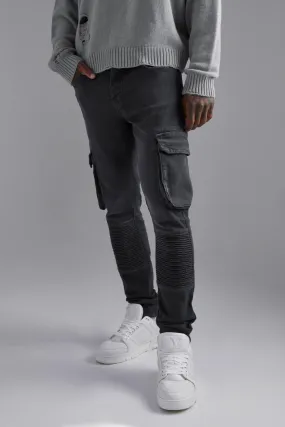 Skinny Stretch Cargo Biker Jeans