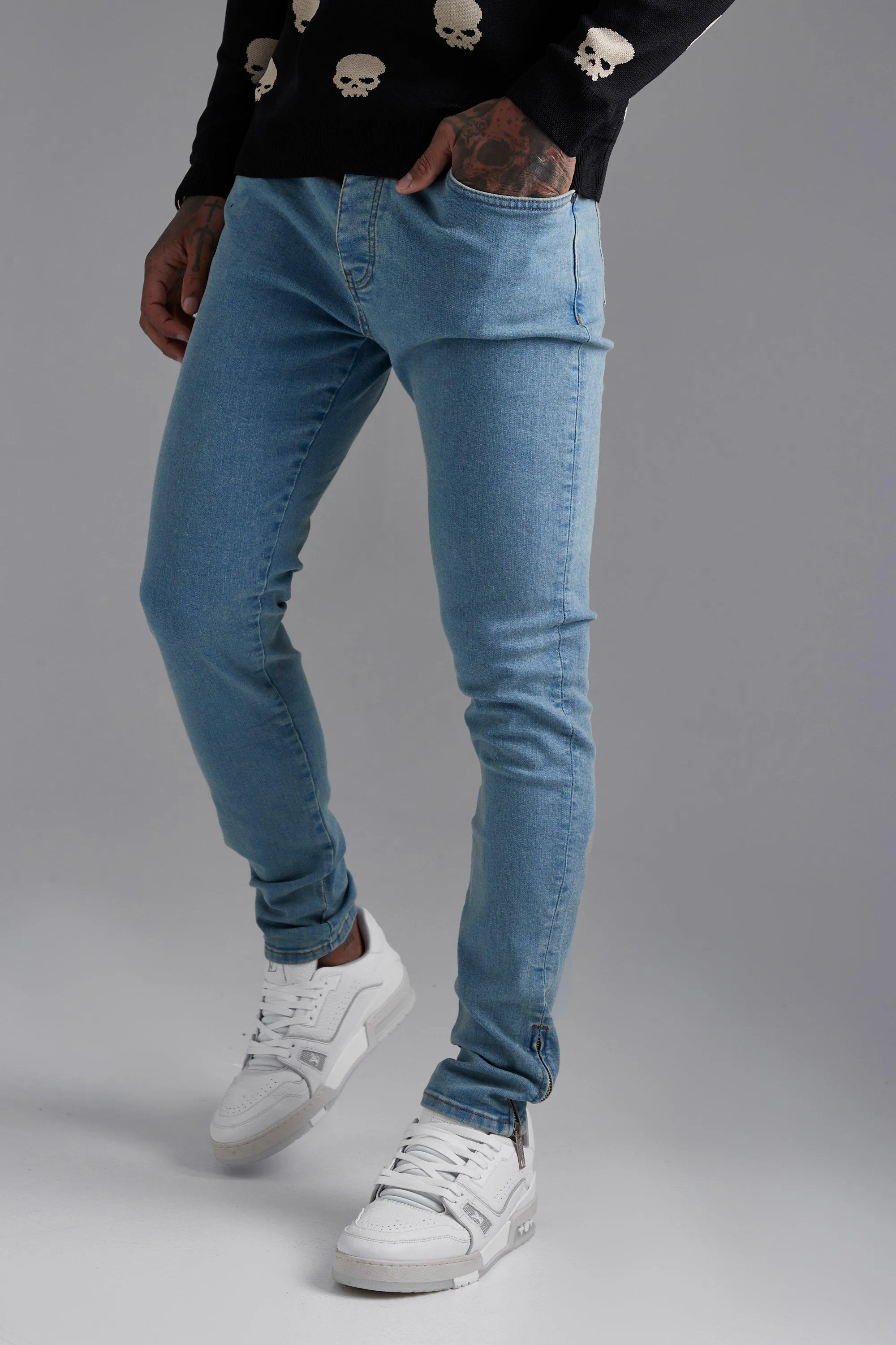 Skinny Stretch Jeans With Zips