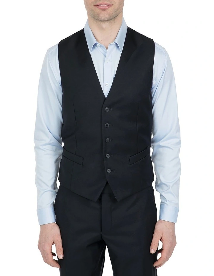 Slim Fit Mighty Dark Navy Wool Vest FKC020