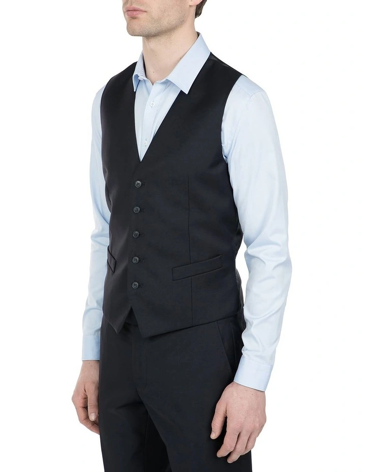 Slim Fit Mighty Dark Navy Wool Vest FKC020