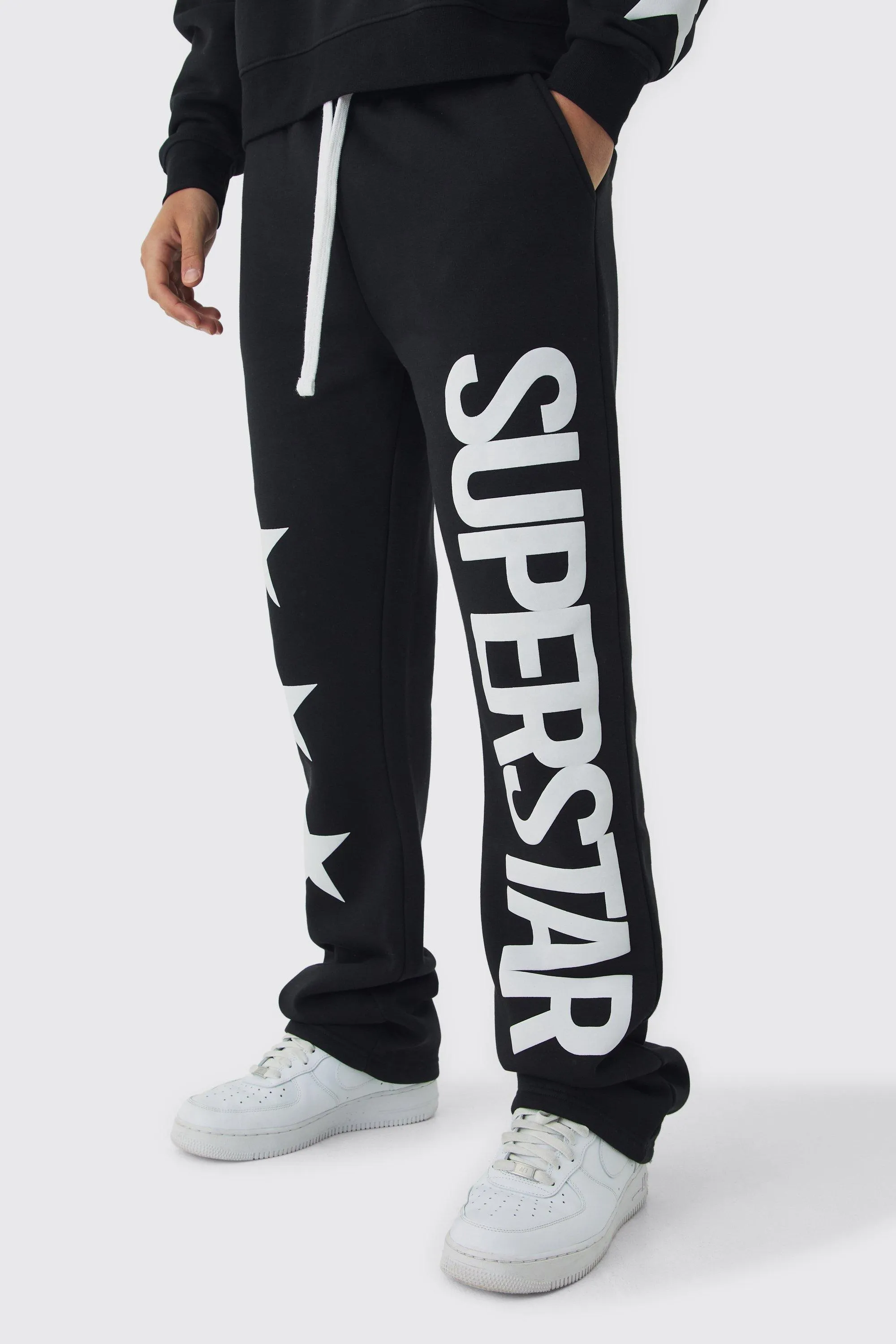 Slim Flared Stacked Superstar Puff Printed Joggers