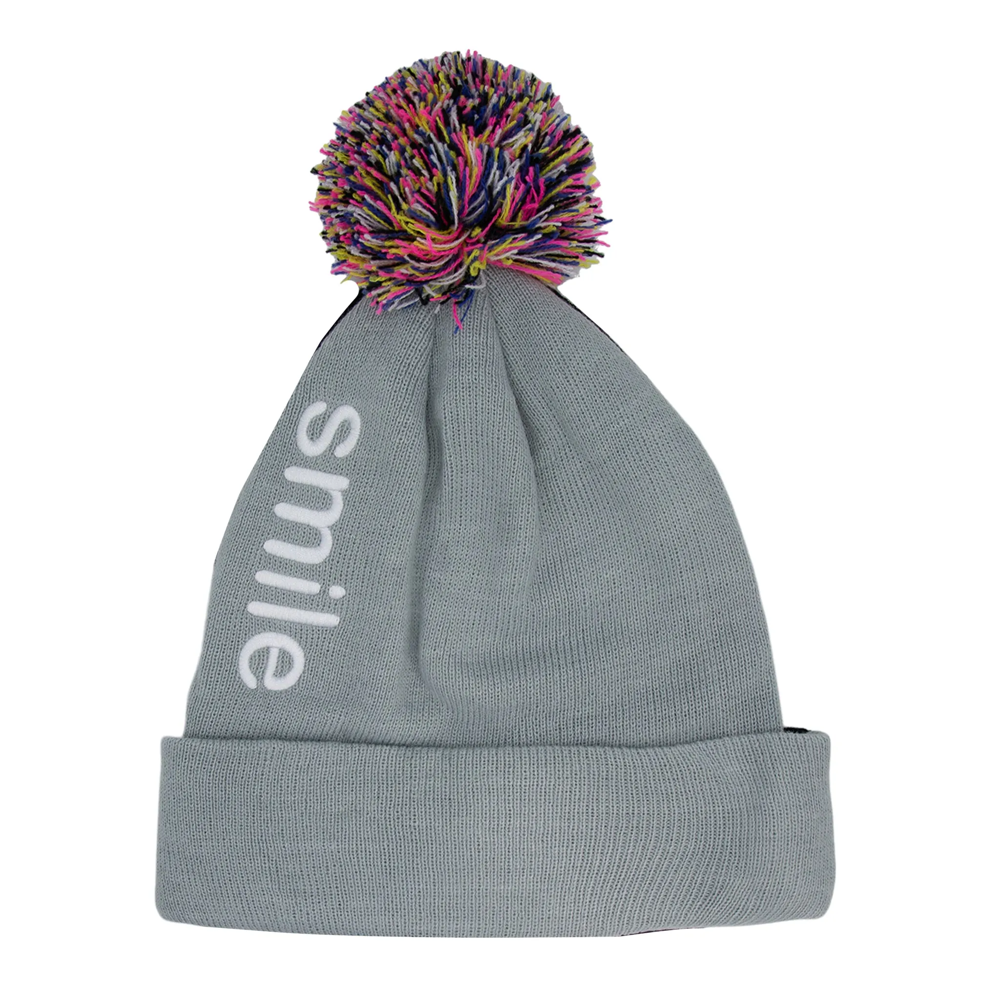 Smiley Color Block Pom Hat