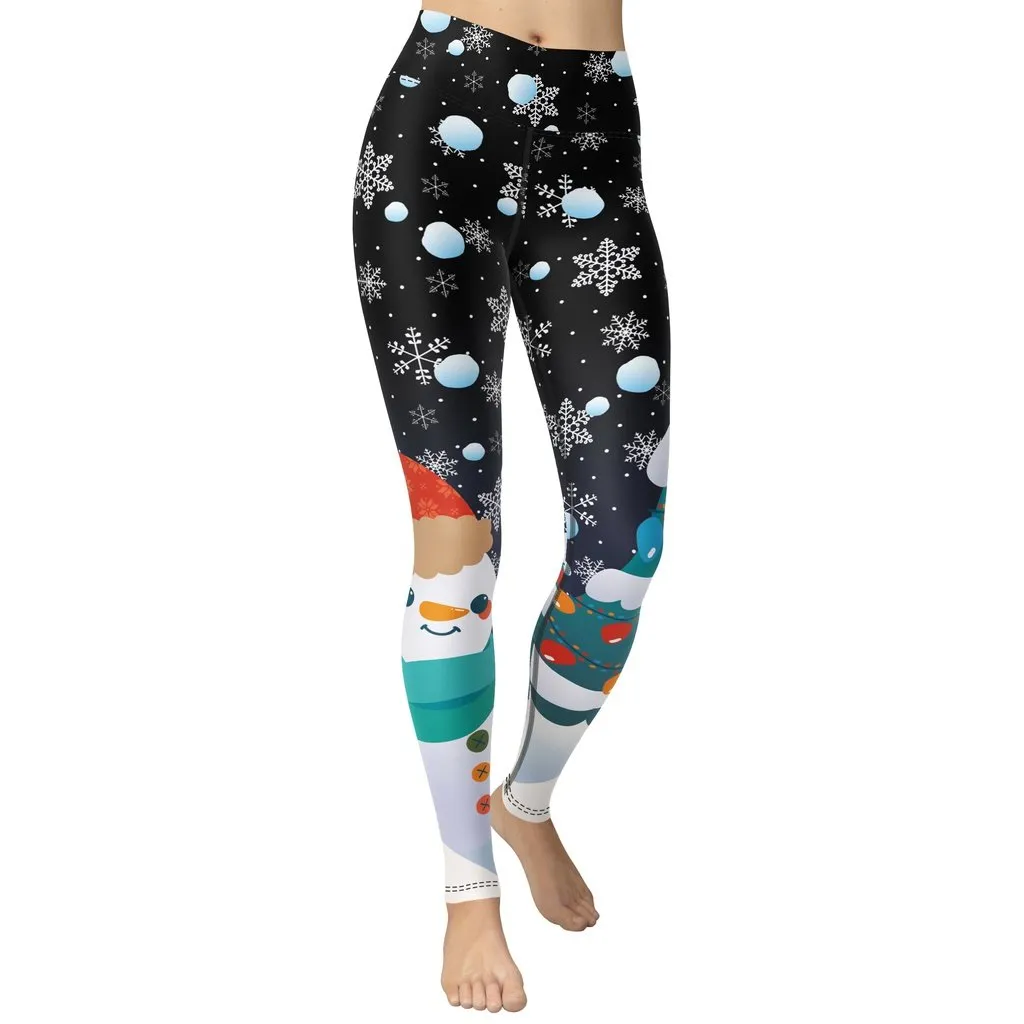 Snowy Christmas Yoga Leggings