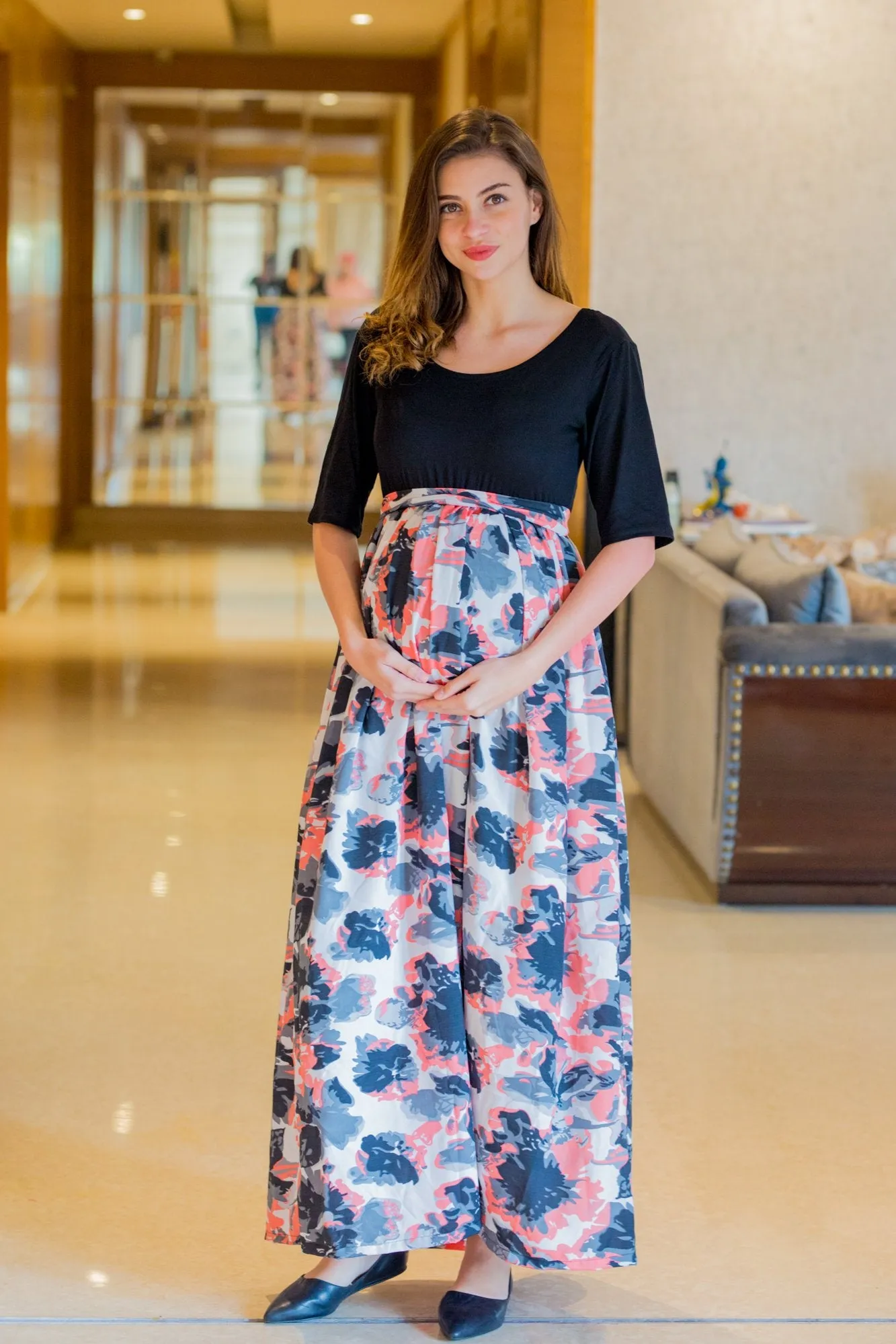 Soothing Rose Gathered Maternity Dress