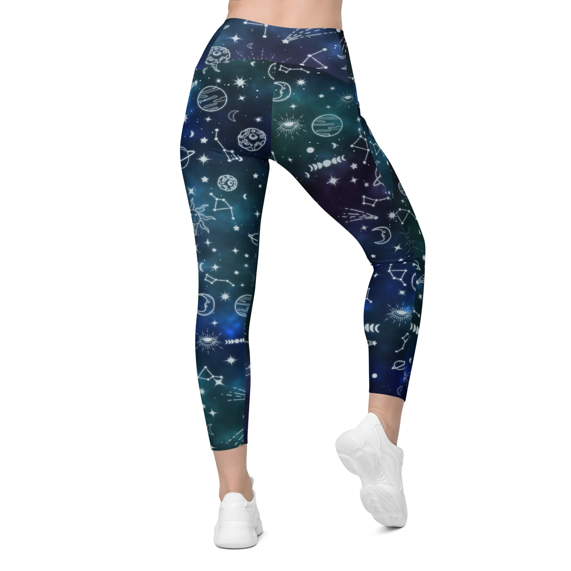 Spiritual Doodles Crossover Leggings With Pockets