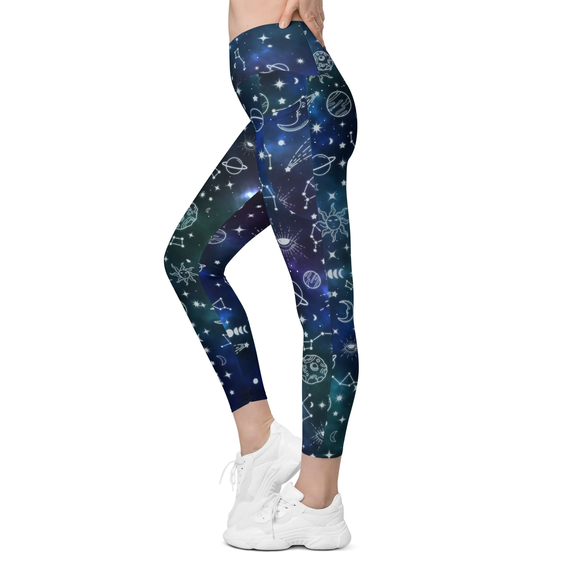 Spiritual Doodles Crossover Leggings With Pockets