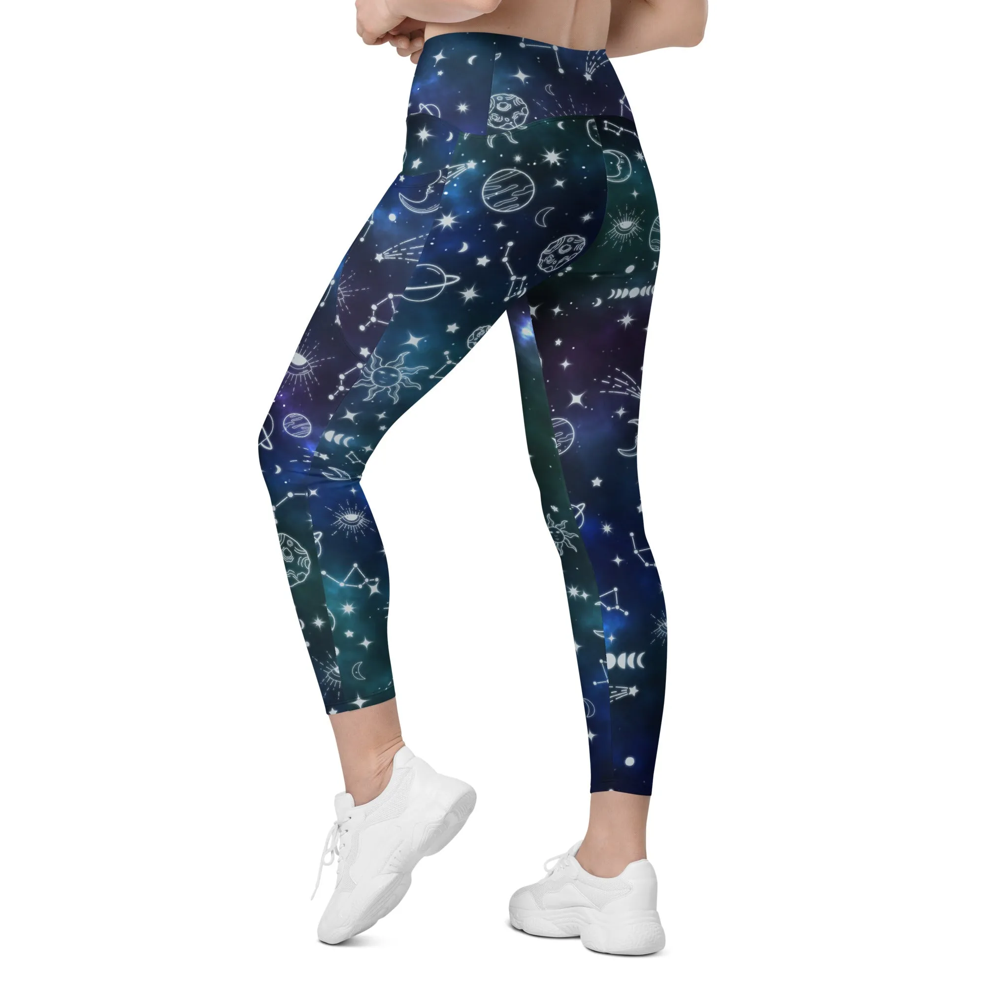 Spiritual Doodles Crossover Leggings With Pockets