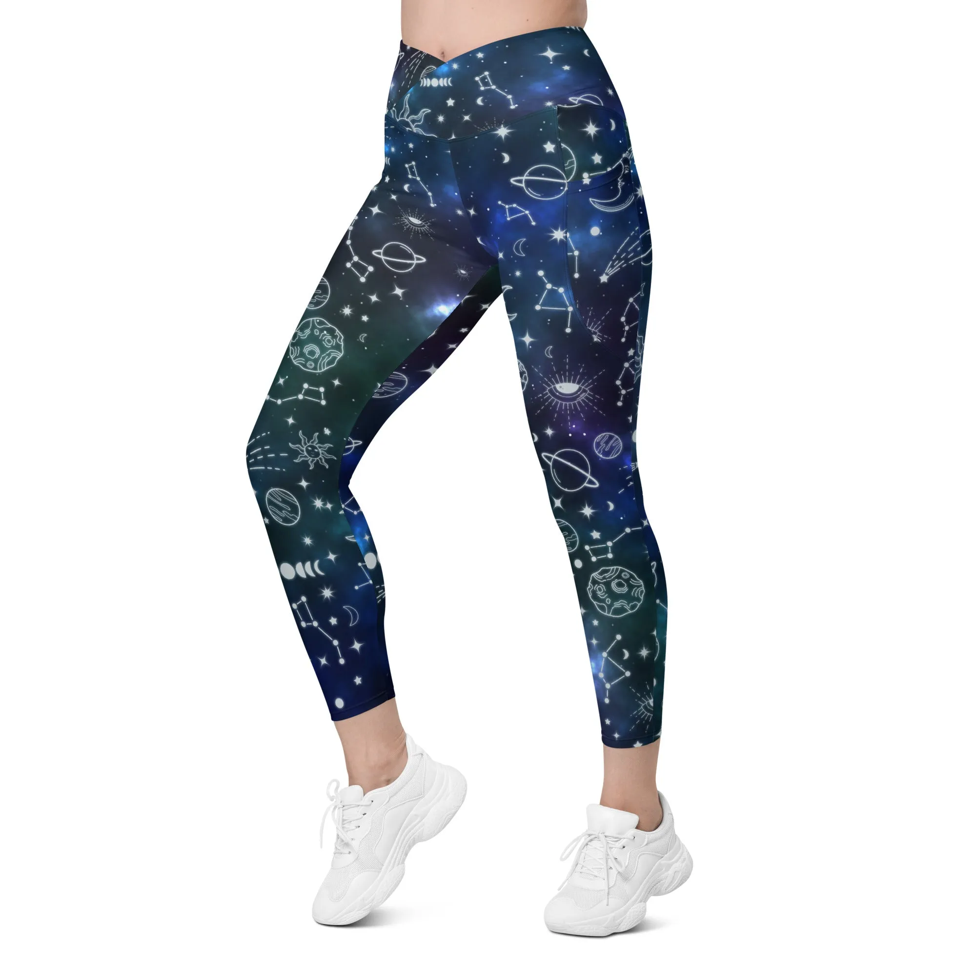 Spiritual Doodles Crossover Leggings With Pockets