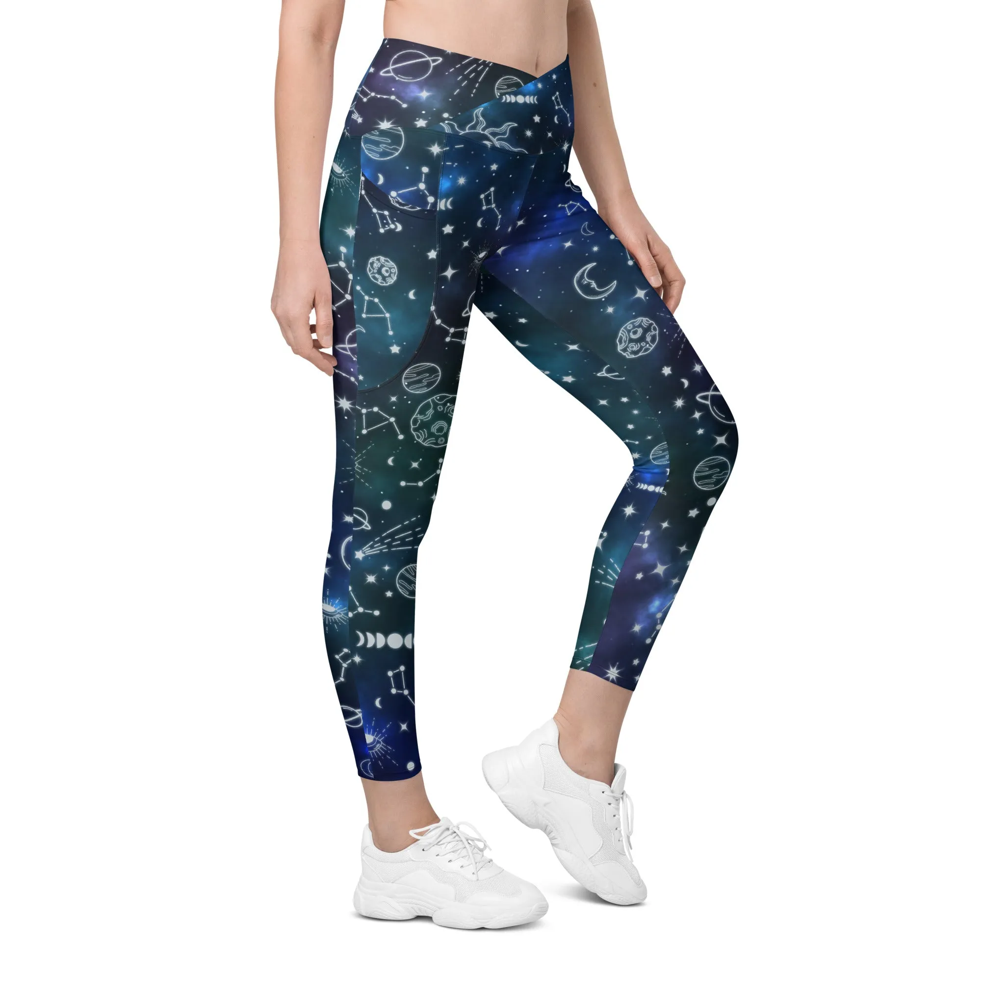 Spiritual Doodles Crossover Leggings With Pockets