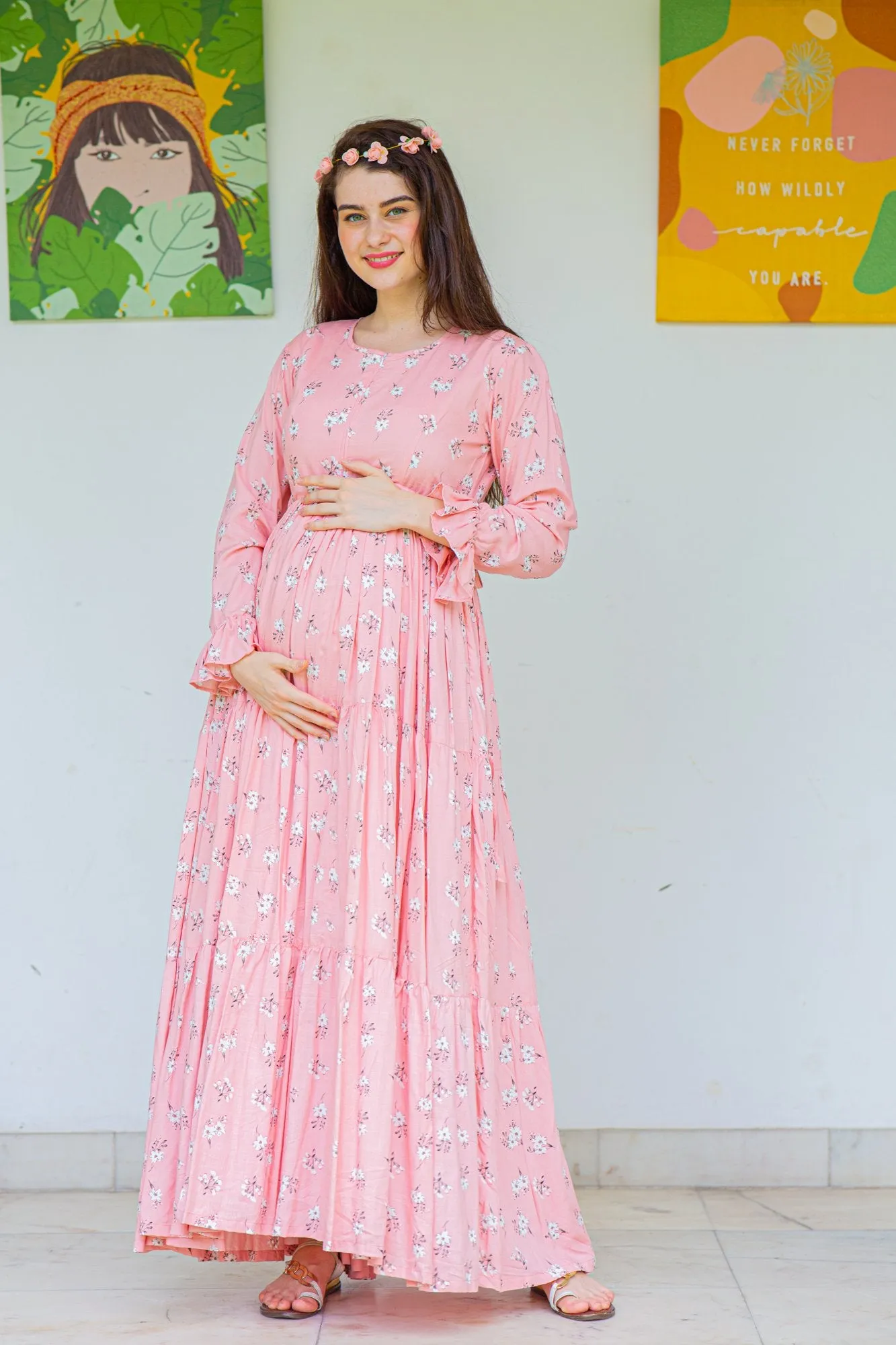 Spruce Floral Maternity & Nursing Layer Dress