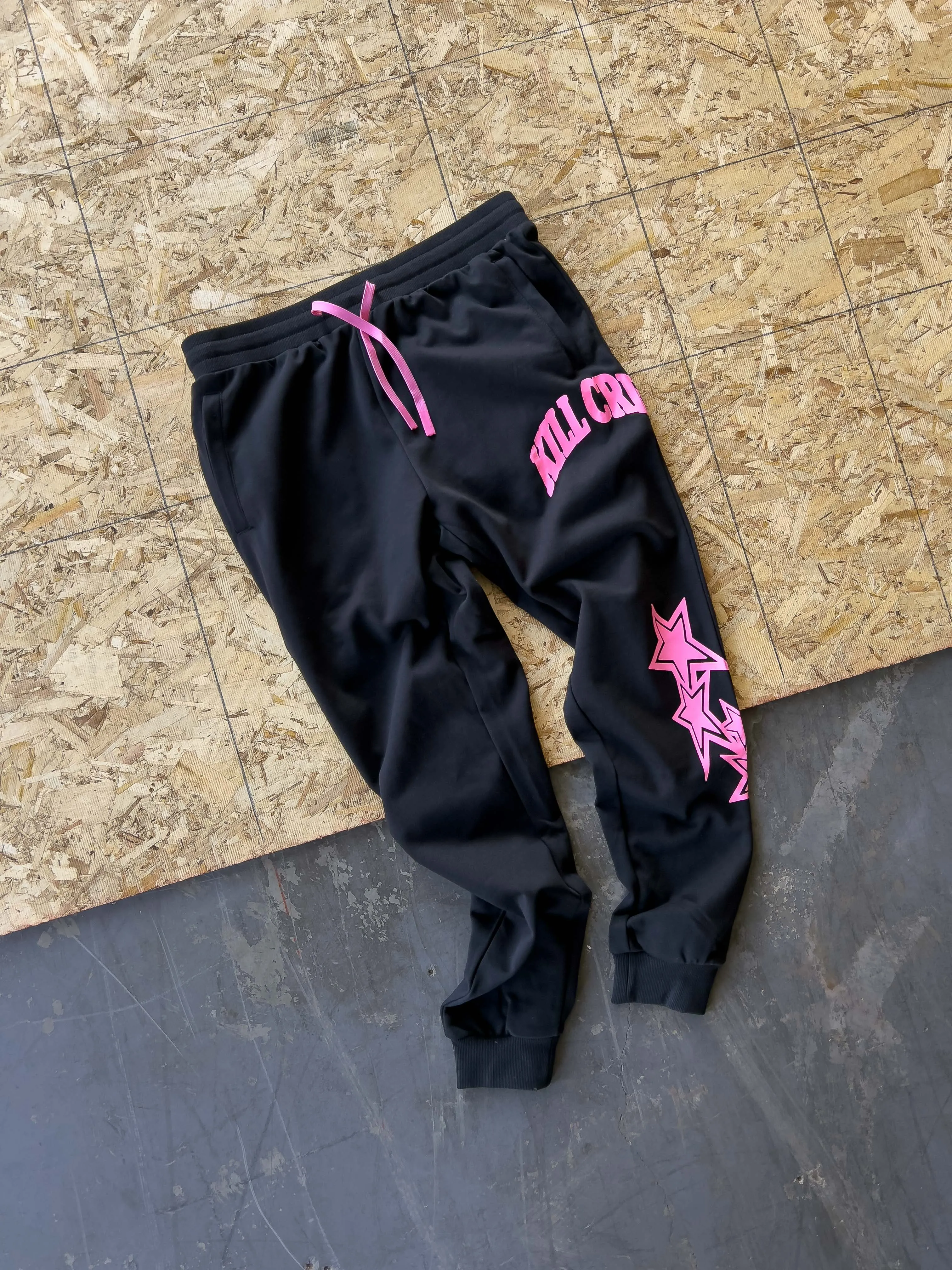 STAR BOY JOGGERS - BLACK / PINK