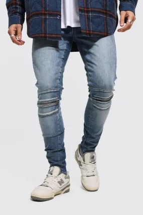 Super Skinny 1/2 Zip Biker Jeans